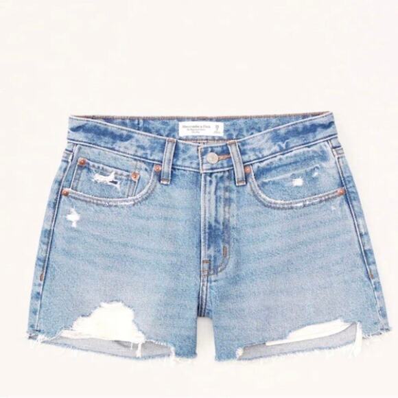 Abercrombie & Fitch Pants - Abercrombie & Fitch The Boyfriend Shorts Mid Rise 26 2 Curve Love Blue Denim